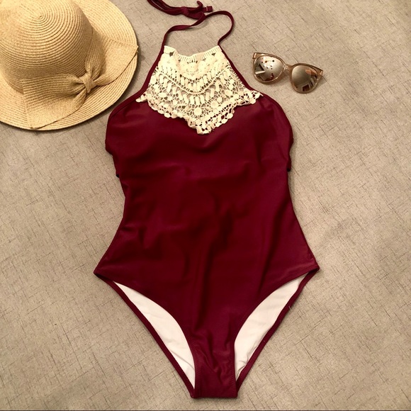 Cupshe Other - Cupshe Broken Wine Halter One Piece Swim Suit New